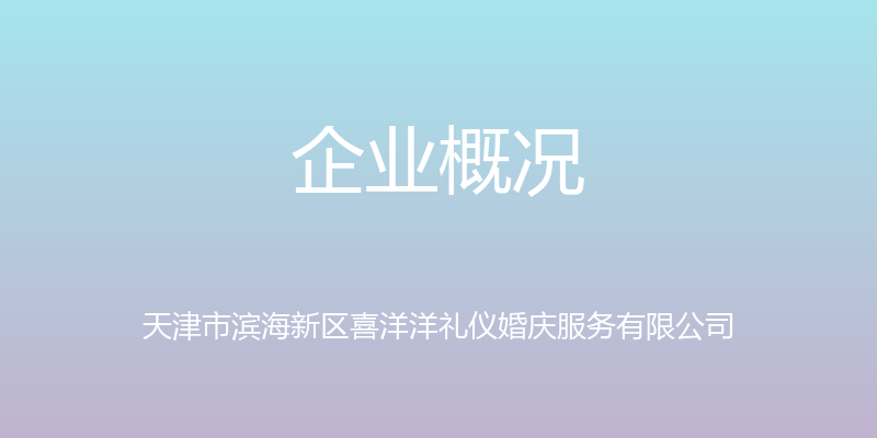 企业概况 - 天津市滨海新区喜洋洋礼仪婚庆服务有限公司